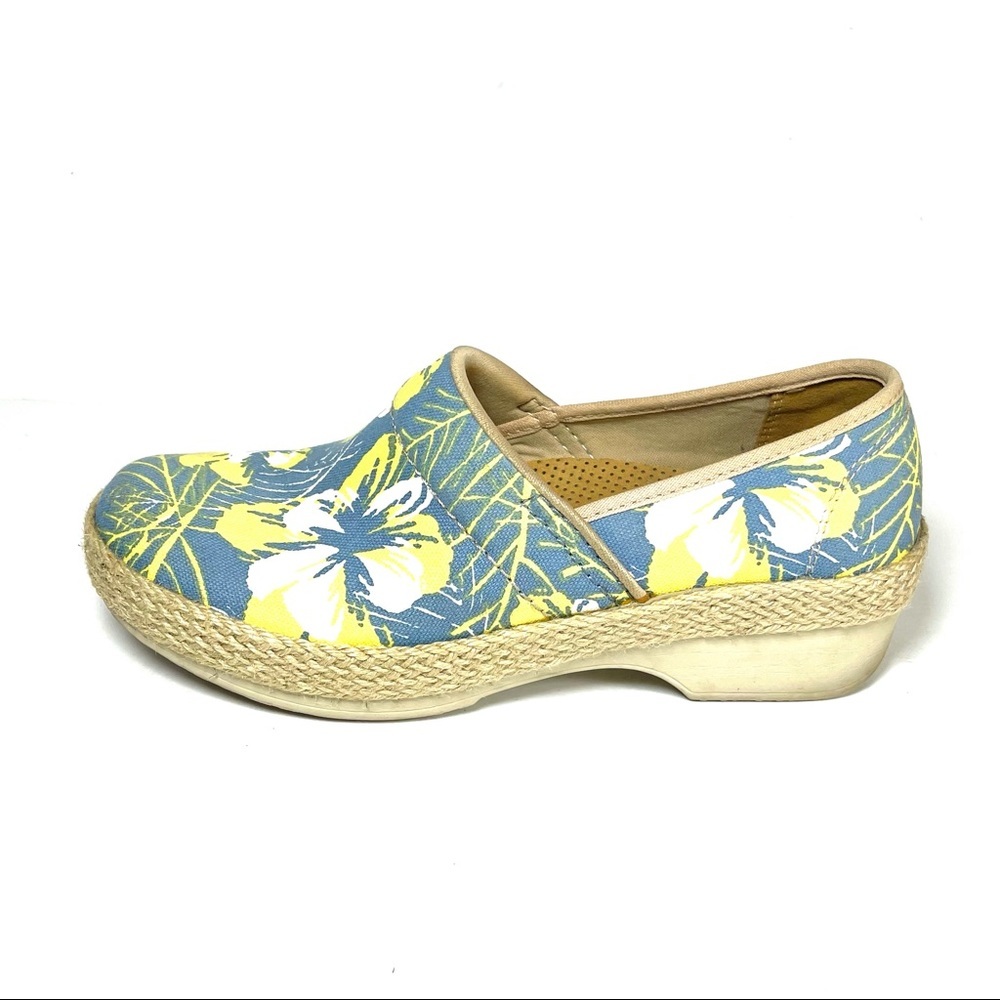 Dansko Victoria Tahiti Women’s Clogs Canvas Floral Casual Shoes Size 37 US 6.5-7